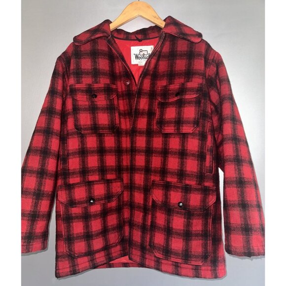 Men’s VTG 80s Woolrich Wool Buffalo Plaid Mackinaw Hunting chore Jacket Coat 40 - Picture 2 of 16
